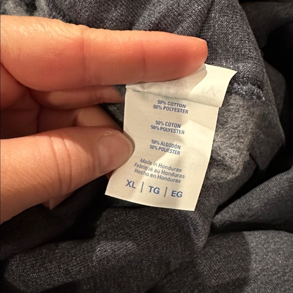 Port and Company Charcoal Grey Blue Hooded Sweatshirt - Picture 4 of 4